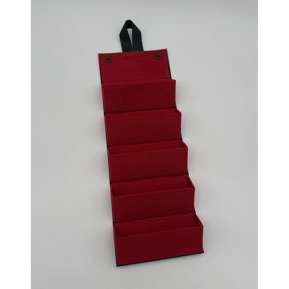 5 Slot Hanging‎ Sunglasses Organizer Travel Case Black Red Storage NWOT